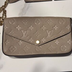 M68697 Louis Vuitton Taupe FELICIE GM Monogram Empreinte Leather